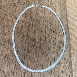 925 Sterling Silver Etched Flat Chain Necklace